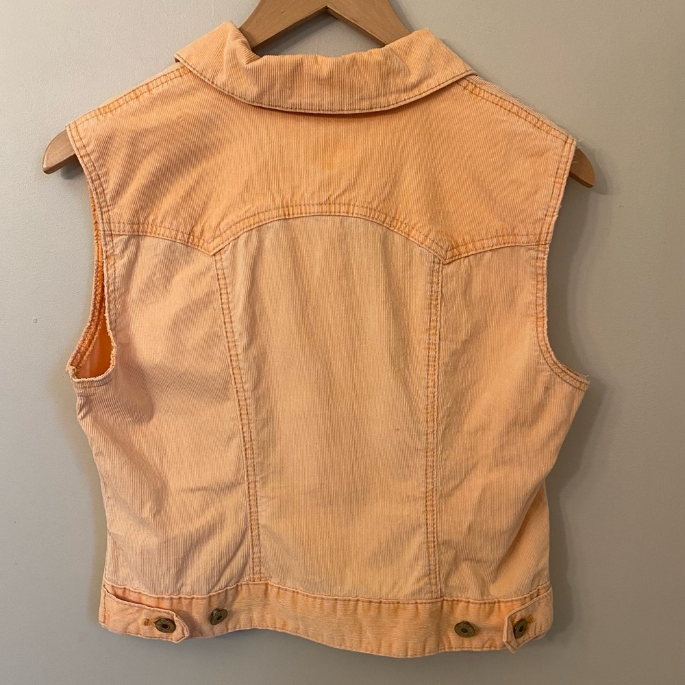 Vintage Gap Sleeveless Cropped Corduroy Vest Neon Orange size S Y2K 90s Boho - Picture 5 of 11